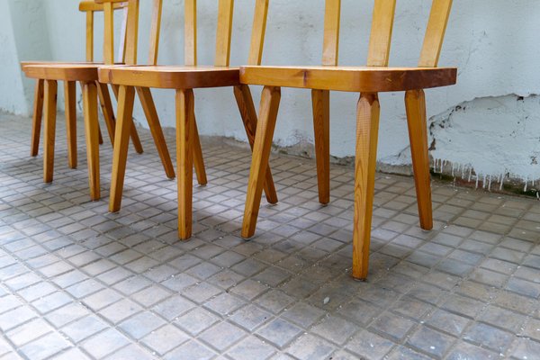 Vintage Swedish Pine Dining Chairs, Set of 4-UYK-1294001