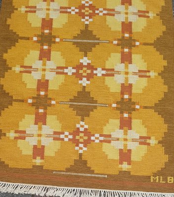 Vintage Swedish Röllakan Rug with Signature, 1950s-QDP-1417098