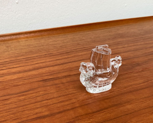 Vintage Swedish Viking Ship Glass Sculpture from Lindshammar Glasbruk, 1970s