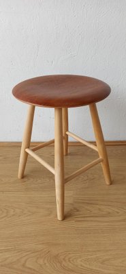 Vintage Swedish Wooden Stool, 1960s-ZEF-1749651