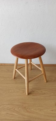 Vintage Swedish Wooden Stool, 1960s-ZEF-1749651