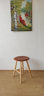 Vintage Swedish Wooden Stool, 1960s-ZEF-1749651