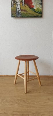 Vintage Swedish Wooden Stool, 1960s-ZEF-1749651