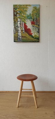 Vintage Swedish Wooden Stool, 1960s-ZEF-1749651