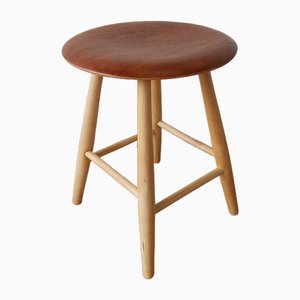 Vintage Swedish Wooden Stool, 1960s-ZEF-1749651