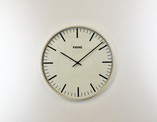 Vintage Swiss Beige Wall Clock from Favag, 1970s-CGF-1408522