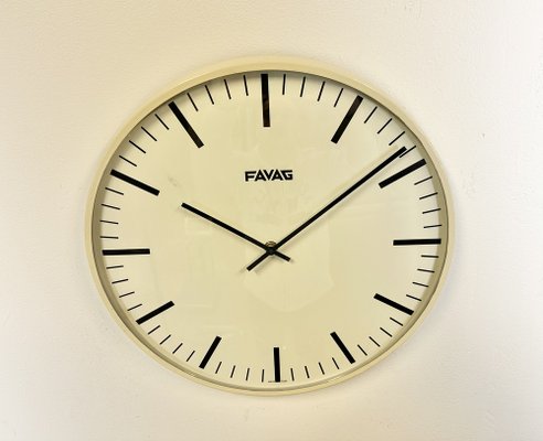 Vintage Swiss Beige Wall Clock from Favag, 1970s-CGF-1408522