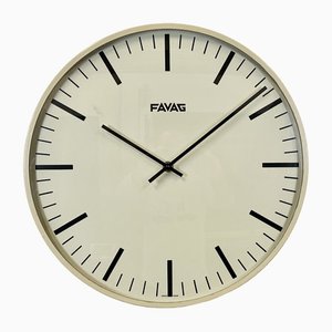 Vintage Swiss Beige Wall Clock from Favag, 1970s-CGF-1408522