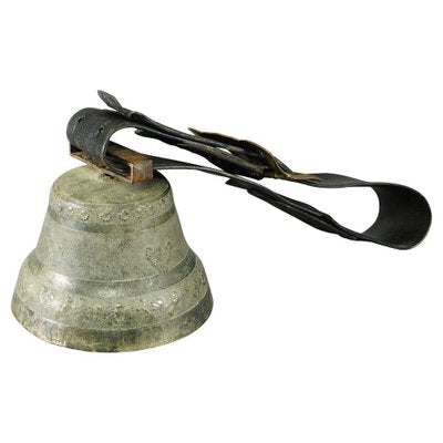 Vintage Swiss Cow Bell in Casted Bronze, 1930-KJP-1246593