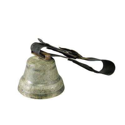 Vintage Swiss Cow Bell in Casted Bronze, 1930-KJP-1246593