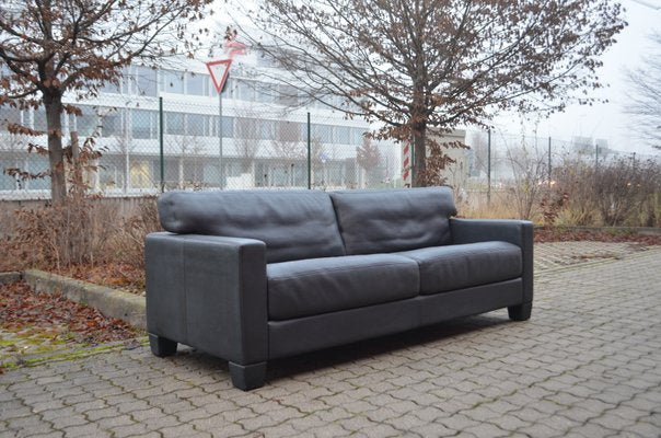 Vintage Swiss DS 17 Black Leather Sofa from de Sede, 1990s-UF-807622