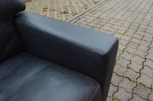 Vintage Swiss DS 17 Black Leather Sofa from de Sede, 1990s-UF-807622