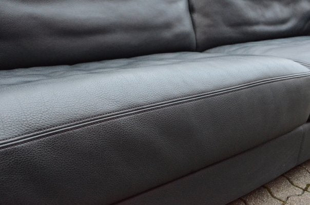 Vintage Swiss DS 17 Black Leather Sofa from de Sede, 1990s-UF-807622