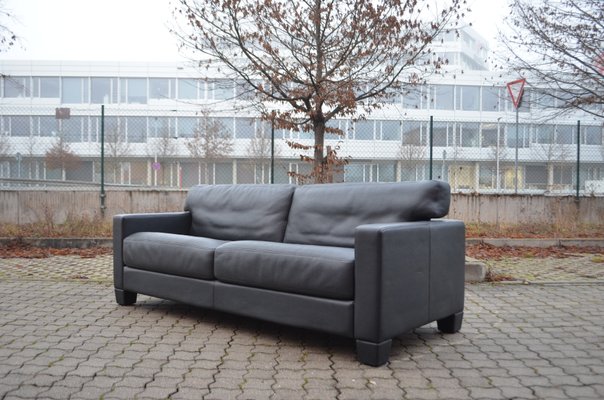 Vintage Swiss DS 17 Black Leather Sofa from de Sede, 1990s-UF-807622