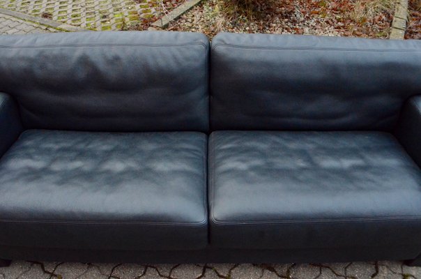 Vintage Swiss DS 17 Black Leather Sofa from de Sede, 1990s-UF-807622