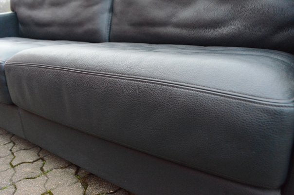 Vintage Swiss DS 17 Black Leather Sofa from de Sede, 1990s-UF-807622