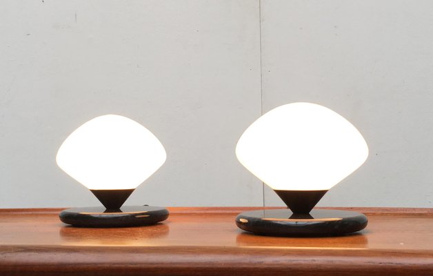 Vintage Swiss Marble and Glass Table Lamps from Optelma, Set of 2-UAH-859576