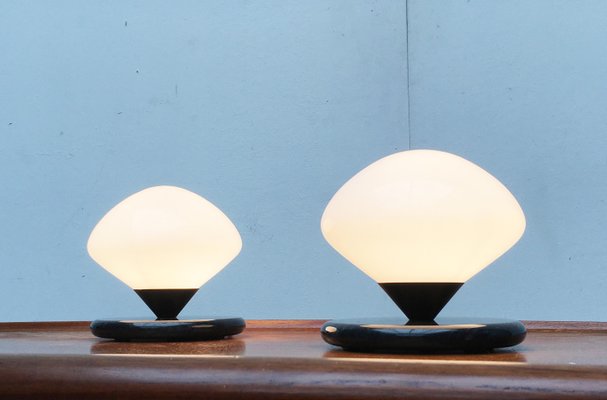 Vintage Swiss Marble and Glass Table Lamps from Optelma, Set of 2-UAH-859576