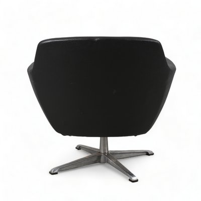 Vintage Swivel Armchair in Leather & Aluminum, Sweden, 1970s-HJY-1736864