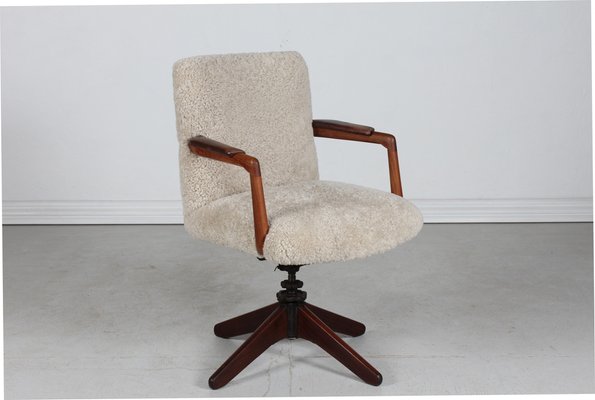 Vintage Swivel Chair with Leather from Hans J. Wegner, 1940s-QQ-1725528