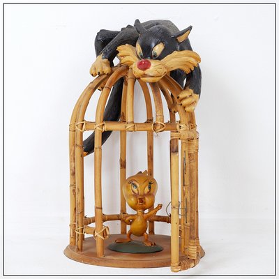 Vintage Sylvester & Tweety Looney Tunes Bird Cage-NYF-2018808