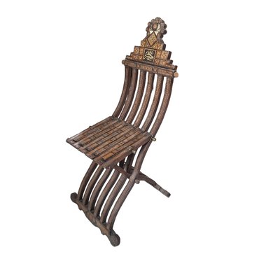 Vintage Syrian Inlaid Folding Chair-TCS-1744348