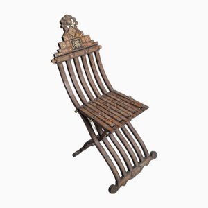 Vintage Syrian Inlaid Folding Chair-TCS-1744348