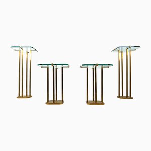 Vintage T18 Glass and Brass Side Tables by Peter Ghyczy, 1970s, Set of 4-IRH-1819309