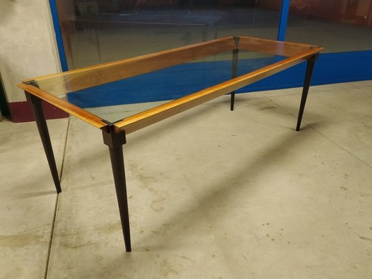 Vintage Table in Cherry and Glass, 1950s-OEC-1765626