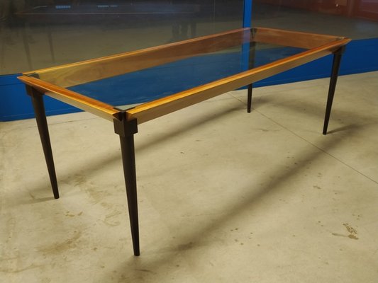 Vintage Table in Cherry and Glass, 1950s-OEC-1765626