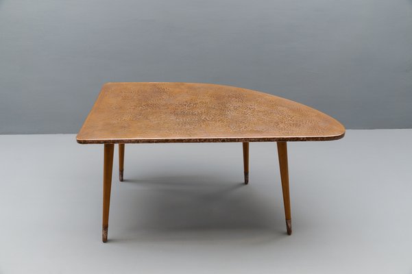 Vintage Table in Copper and Wood, 1950s-KQB-1740953