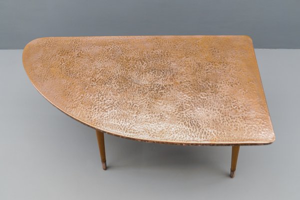 Vintage Table in Copper and Wood, 1950s-KQB-1740953