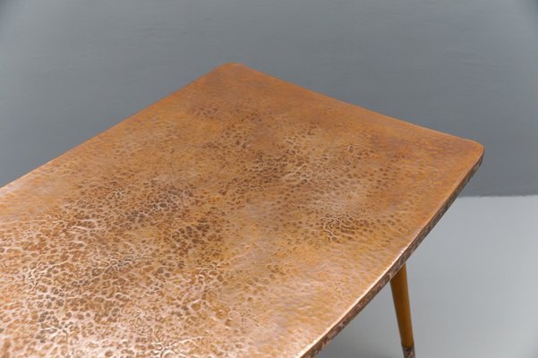 Vintage Table in Copper and Wood, 1950s-KQB-1740953