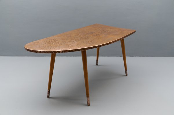 Vintage Table in Copper and Wood, 1950s-KQB-1740953