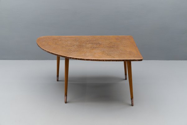 Vintage Table in Copper and Wood, 1950s-KQB-1740953