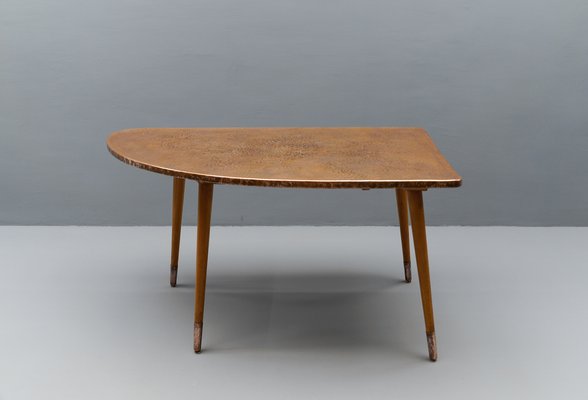 Vintage Table in Copper and Wood, 1950s-KQB-1740953