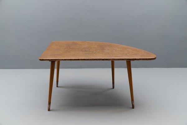 Vintage Table in Copper and Wood, 1950s-KQB-1740953