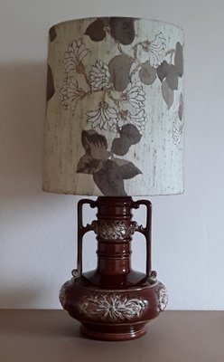 Vintage Table Lamp in Brown Glassier Ceramic, 1980s-HOI-1340736