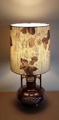 Vintage Table Lamp in Brown Glassier Ceramic, 1980s-HOI-1340736