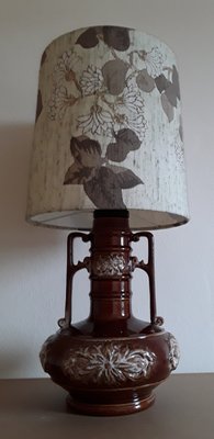 Vintage Table Lamp in Brown Glassier Ceramic, 1980s-HOI-1340736