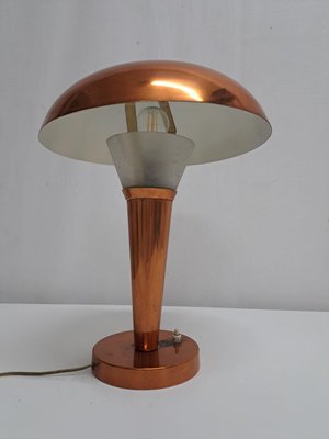 Vintage Table Lamp in Copper and Glass by Jean Perzel, 1920s-FDH-2016422