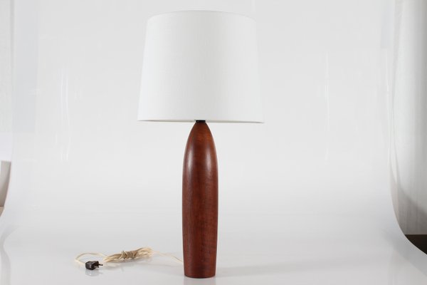 Vintage Table Lamp in Hand-Turned Teak by Finn Juhl, 1960s-QQ-2035761