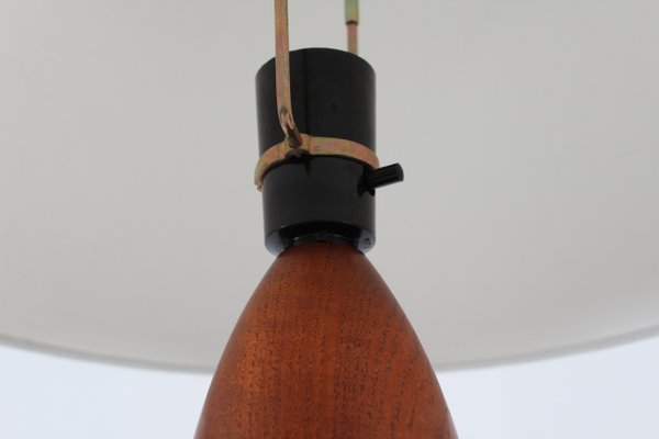 Vintage Table Lamp in Hand-Turned Teak by Finn Juhl, 1960s-QQ-2035761