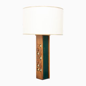 Vintage Table Lamp in Leather and Brass, 1950-US-2022465