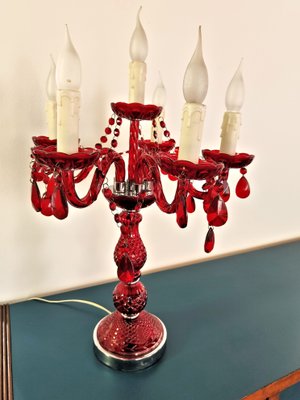 Vintage Table Lamp in Red Murano Glass-GKV-1347951