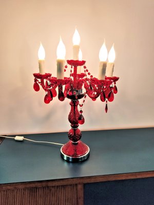 Vintage Table Lamp in Red Murano Glass-GKV-1347951