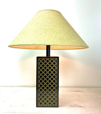 Vintage Table Lamp with Black and Gold Cube Base-WZZ-1330790