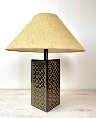 Vintage Table Lamp with Black and Gold Cube Base-WZZ-1330790