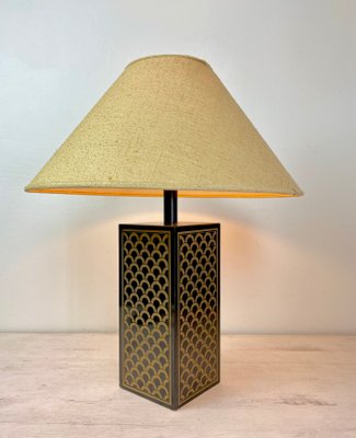 Vintage Table Lamp with Black and Gold Cube Base-WZZ-1330790