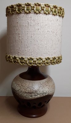 Vintage Table Lamp with Brown Ceramic Base, 1970s-HOI-1402797